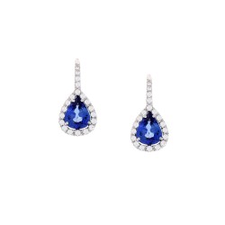 18K White Gold Sapphire Gemstone Earrings