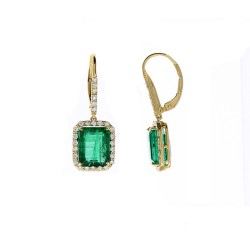 18K Yellow Gold Emerald Gemstone Earrings