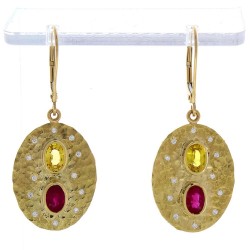 14K Yellow Gold Ruby Gemstone Earrings