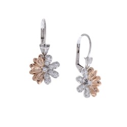 18K Two-Tone Diamond Gemstone Earrings