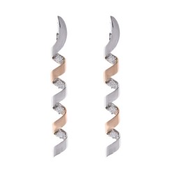 18K Two-Tone Diamond Gemstone Earrings