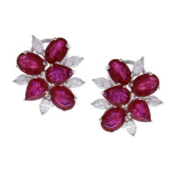 18K White Gold Ruby Gemstone Earrings