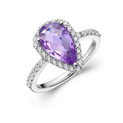 Appx Cttw: 3.47 Cts. Amethyst: Appx 2.98 Cts. Lassaire Simulated Diamonds: 0.49 Cts. Cttw Platinum Amethyst Aria RingsAria