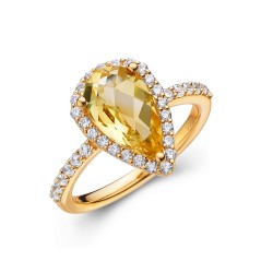 Appx Cttw: 3.47 Cts. Citrine: Appx 2.98 Cts. Lassaire Simulated Diamonds: 0.49 Cts. Cttw Gold Citrine Aria RingsAria
