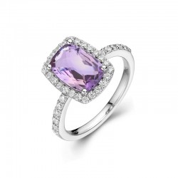 Appx Cttw: 3.73 Cts. Amethyst: Appx 3.21 Cts. Lassaire Simulated Diamonds: 0.52 Cts. Cttw Platinum Amethyst Aria RingsAria