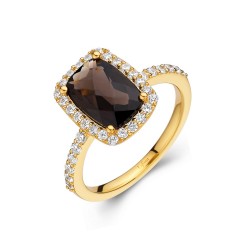 Appx Cttw: 3.73 Cts. Smoky: Appx 3.21 Cts. Lassaire Simulated Diamonds: 0.52 Cts. Cttw Gold Smoky Quartz Aria RingsAria