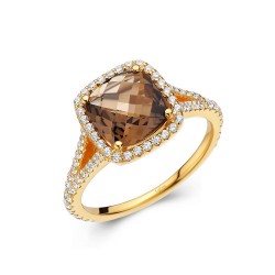 Appx Cttw: 3.96 Cts. Smoky: Appx 3.01 Cts. Lassaire Simulated Diamonds: 0.95 Cts. Cttw Gold Smoky Quartz Aria RingsAria