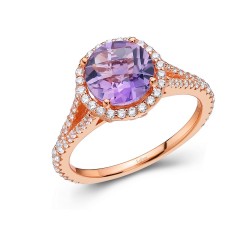 Appx Cttw: 2.95 Cts. Amethyst: Appx 2.04 Cts. Lassaire Simulated Diamonds: 0.91 Cts. Cttw Rose Gold Amethyst Aria RingsAria