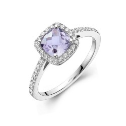Appx Cttw: 1.60 Cts. Amethyst: Appx 1.24 Cts. Lassaire Simulated Diamonds: 0.36 Cts. Cttw Platinum Amethyst Aria RingsAria
