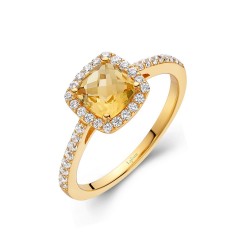 Appx Cttw: 1.60 Cts. Citrine: Appx 1.24 Cts. Lassaire Simulated Diamonds: 0.36 Cts. Cttw Gold Citrine Aria RingsAria