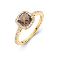 Appx Cttw: 1.60 Cts. Smoky: Appx 1.24 Cts. Lassaire Simulated Diamonds: 0.36 Cts. Cttw Gold Smoky Quartz Aria RingsAria