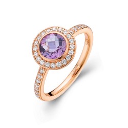 Appx Cttw: 1.37 Cts. Amethyst: Appx 1.03 Cts. Lassaire Simulated Diamonds: 0.34 Cts. Cttw Rose Gold Amethyst Aria RingsAria