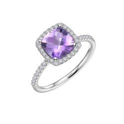 Appx Cttw: 2.09 Cts. Amethyst: Appx 1.67 Cts. Lassaire Simulated Diamonds: 0.42 Cts. Cttw Platinum Amethyst Aria RingsAria