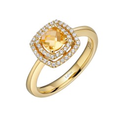 Appx Cttw: 1.23 Cts. Citrine: Appx 0.71 Cts. Lassaire Simulated Diamonds: 0.52 Cts. Cttw Gold Citrine Aria RingsAria