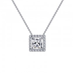 0.76 CTTW Platinum Simulated Diamond Classic Necklaces