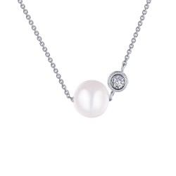 0.36 CTTW Platinum Freshwater Pearl Classic Necklaces