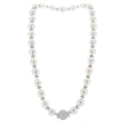 18K White Gold Pearl Gemstone Necklace