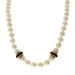 18K Yellow Gold Pearl Gemstone Necklace