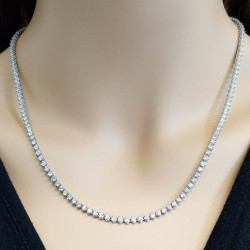 14K White Gold Diamond Gemstone Necklace