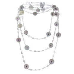 18K White Gold Pearl Gemstone Necklace