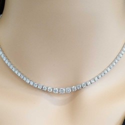 18K White Gold Diamond Gemstone Necklace