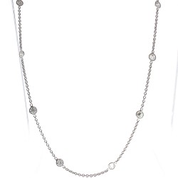 14K White Gold Diamond Gemstone Necklace