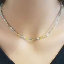 14K Yellow Gold Diamond Gemstone Necklace