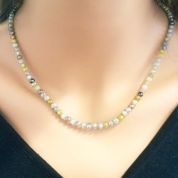 14K Yellow Gold Diamond Gemstone Necklace