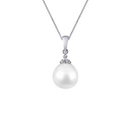 0.05 CTTW Platinum Pearl Classic Necklaces