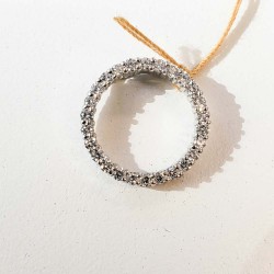 14K White Gold Diamond Gemstone Pendant