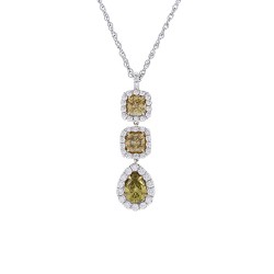 18K White Gold Diamond Gemstone Pendant