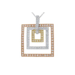 14K Two-Tone Diamond Gemstone Pendant