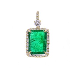 18K Yellow Gold Emerald Gemstone Pendant