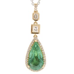 18K Yellow Gold Emerald Gemstone Pendant