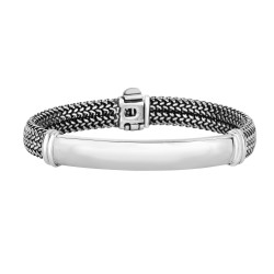 Silver 9Mm Tuscan Woven Id Style Bracelet