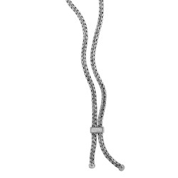 Silver 8Mmshiny Woven Necklace With White Sapphires