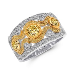 2.18 Cttw 2-Tone Canary Classic Rings