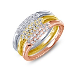 0.57 Cttw Tri-Color Simulated Diamond Classic Rings