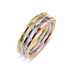 0.54 Cttw Tri-Color Simulated Diamond Classic Rings