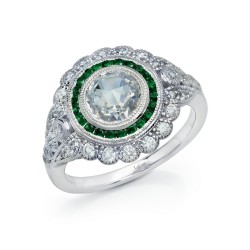 1.98 CTTW Platinum Emerald Heritage  Rings