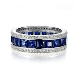 4.68 CTTW Platinum Simulated Diamond And Sapphire Classic Rings