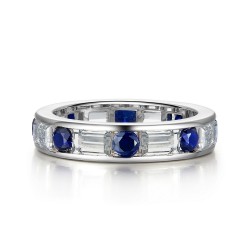 3.36 CTTW Platinum Simulated Diamond And Sapphire Classic Rings