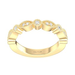 Yellow Gold Bridal Stackable Band Ring 0.18 CT