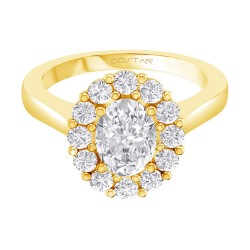 Yellow Gold Diamond Semi-Mount For Oval Center 0.61 CT
