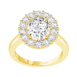 Yellow Gold Diamond Semi-Mount For Oval Center 0.83 CT