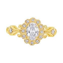 Yellow Gold Diamond Semi-Mount For Oval Center 0.20 CT