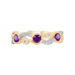 White Gold Amethyst And Diamond Band Birthstone Ring 0.46 CT
