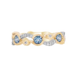 White Gold Aquamarine And Diamond Band Birthstone Ring 0.60 CT