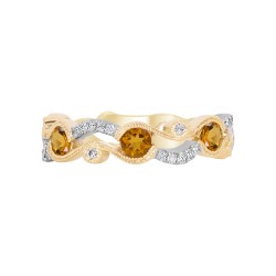 White Gold Citrine And Diamond Band Birthstone Ring 0.60 CT
