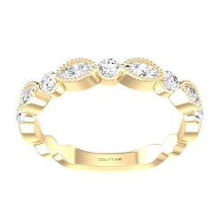 Yellow Gold Bridal Stackable Band Ring 0.60 CT